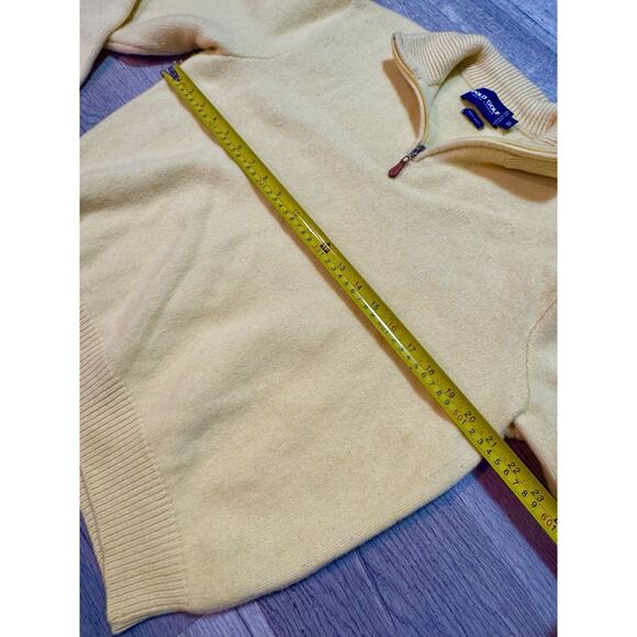 Polo Golf Ralph Lauren Women’s 100% Wool 1/4 Zip Sweater XL Yellow Pullover - Picture 3 of 5
